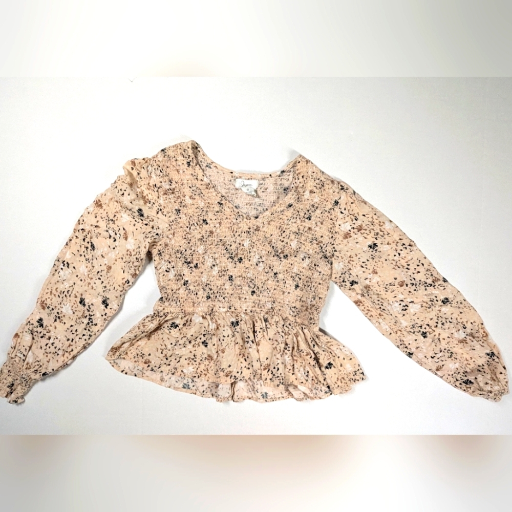 Japna Cream Patterned Blouse Women's Crop Top